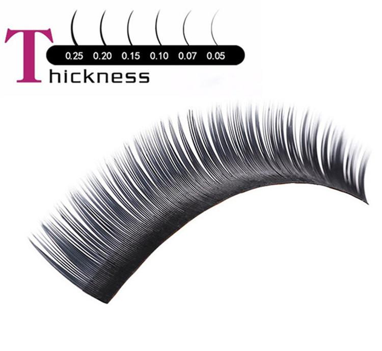 Thickness of eyelash extensions from myfeel