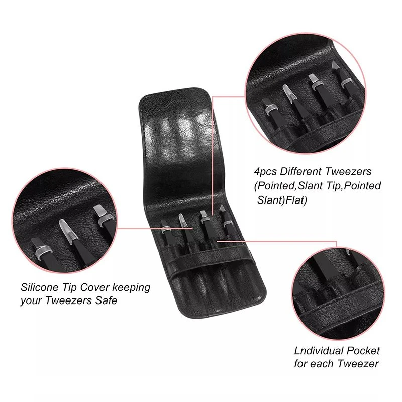black eyebrow tweezers bag